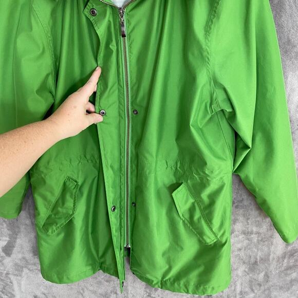 Lands End Womens Chore Coat Size Medium Kelly Green Mid Weight Barn Jacket Hood - Picture 3 of 14
